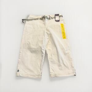 GLORIA VANDERBILT Womens White Lillian Skimmer Belted Capri Pants Size 6 NWT